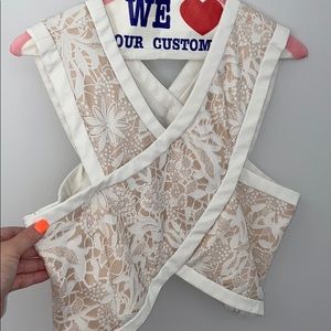 Lace cute leather trim top